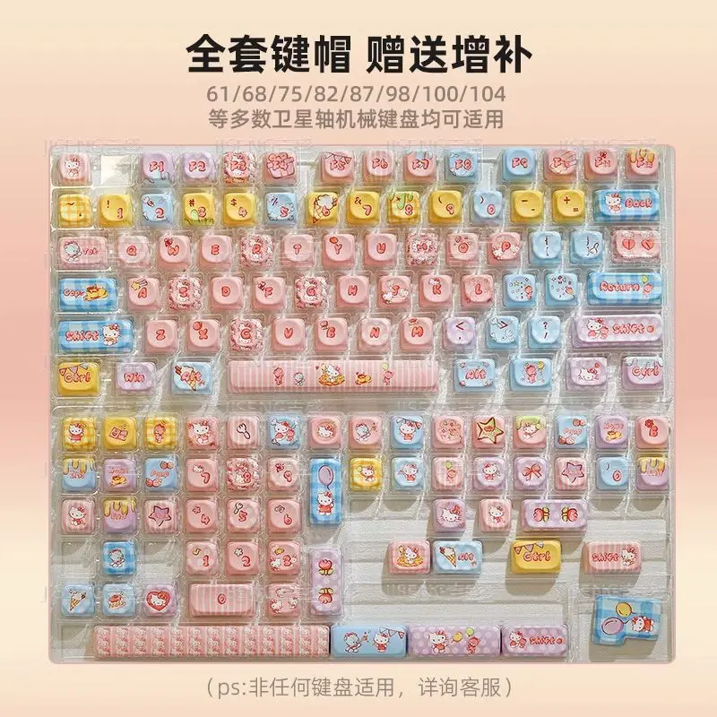 

In Stock Kawaii Sanriou MOA height Hello Kitty DIY keycap Original height Anime figure PBT material Keyboard accessories