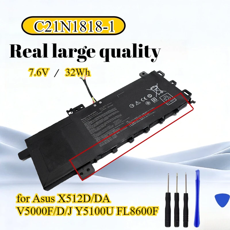 

C21N1818-1 Аккумулятор 7,6 В 32 Втч для Asus X512D/DA V5000F/D/J Y5100U FL8600F Литий-полимерный аккумулятор с инструментами