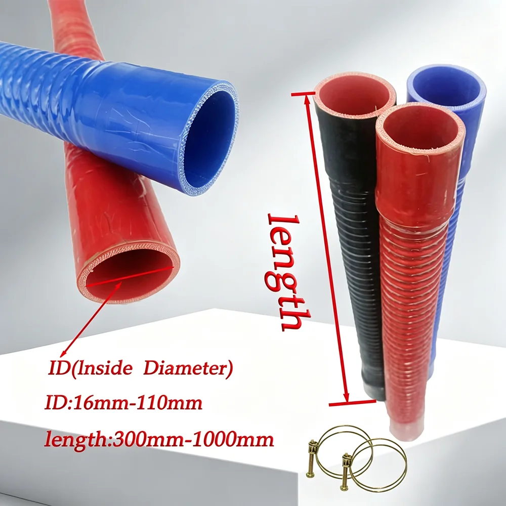 Automobile Silicone Hose High Pressure High Temperature Resistant with Steel Wire Bellows Connection ID16mm to ID110mm