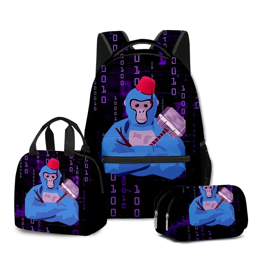 Klasik Populer Lucu Gorilla Tag 3D Print 3 Buah/Set Tas Sekolah Siswa Tas Laptop Daypack Ransel Tas Makan Siang Portabel Tempat Pensil