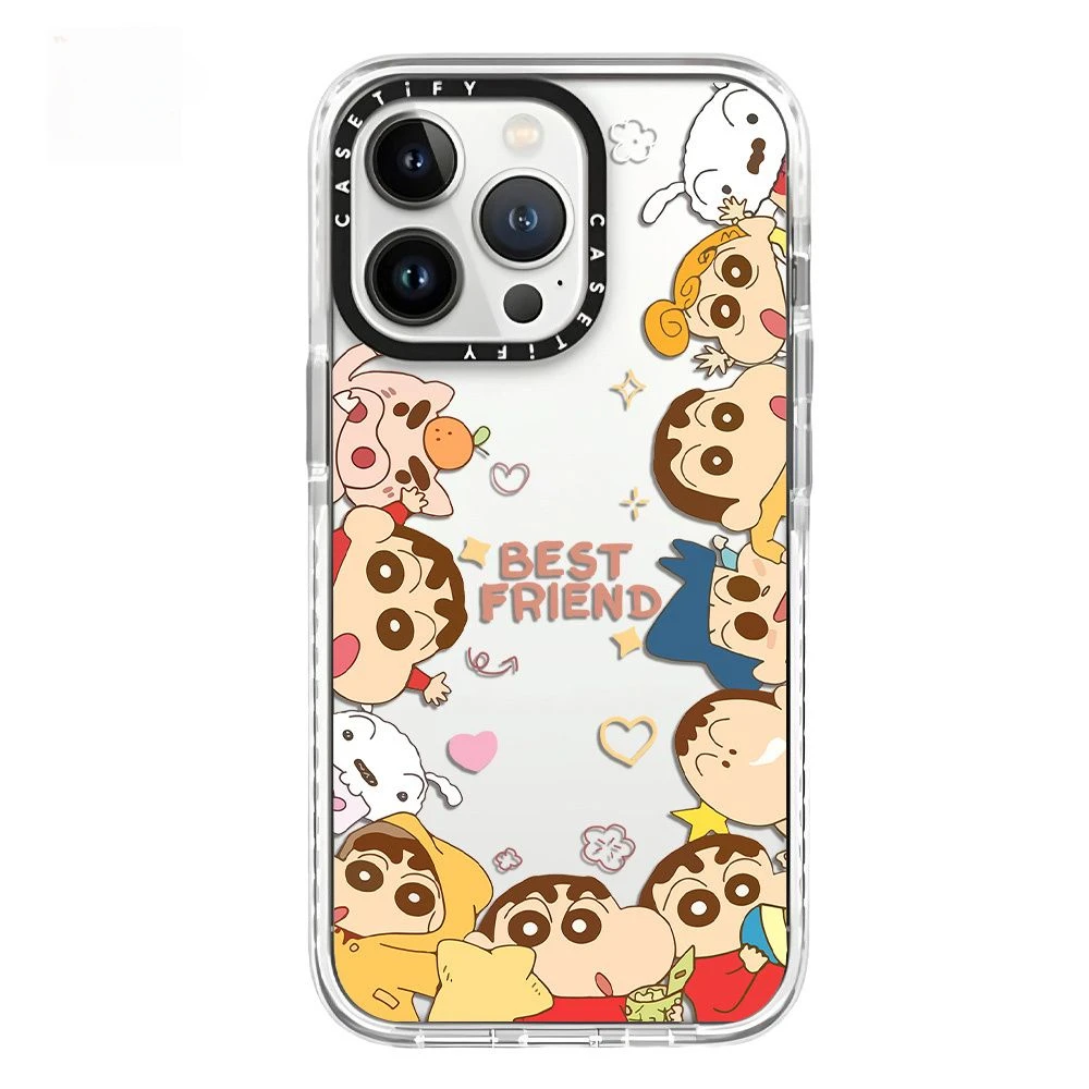 Cartoon Crayon Shin-chan Surround IPhone Case Kawaii Anime All-inclusive Soft Case for IPhone16 15pro Max13 12 Girly Heart Gift