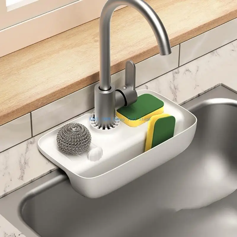 

G6KA Space Saving Sturdy PP Materials Sink Faucet Splash with Adjustable Designs and Sponges Slot Home Accessory Daily Use
