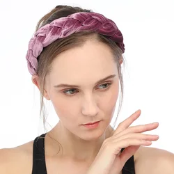 Fashion Twist Thick Velvet Hairband Solid Color Women Hair Accessories Elegant Wide Head Band Plastic Hair Hoop Winter Headband