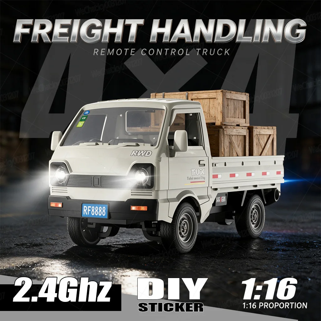 1:18 RC Car Simulation With Spray Lights Remote Controll Truck 10KM/H 4x4 Haul Cargo Driftg Electric Toy Car Childrens Gift Toys