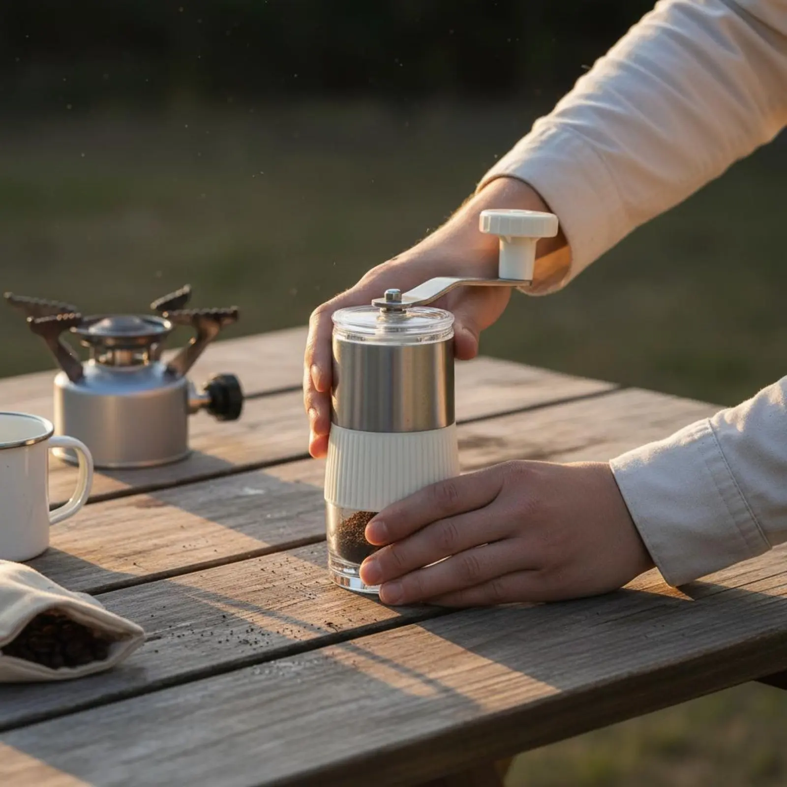 

Manual Coffee Grinder Adjustable Mill Size Hand Crank Coffee Grinder Kitchen Gadget Lightweight Uniform Grinding for Travelers