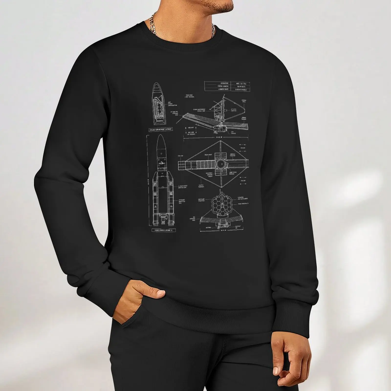 James Webb Space Telescope (White Stencil-No Background. Vertical) Sweatshirt autumn new products winter man sweatshirt