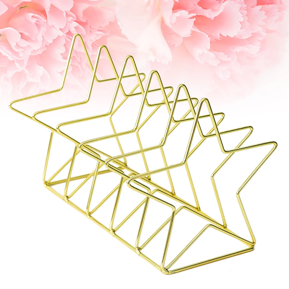 

1pc Wrought Iron Bookrack Star Shaped Creative Magazine Organizer Holder Office Desktop File Storage Shelf Nordic Document
