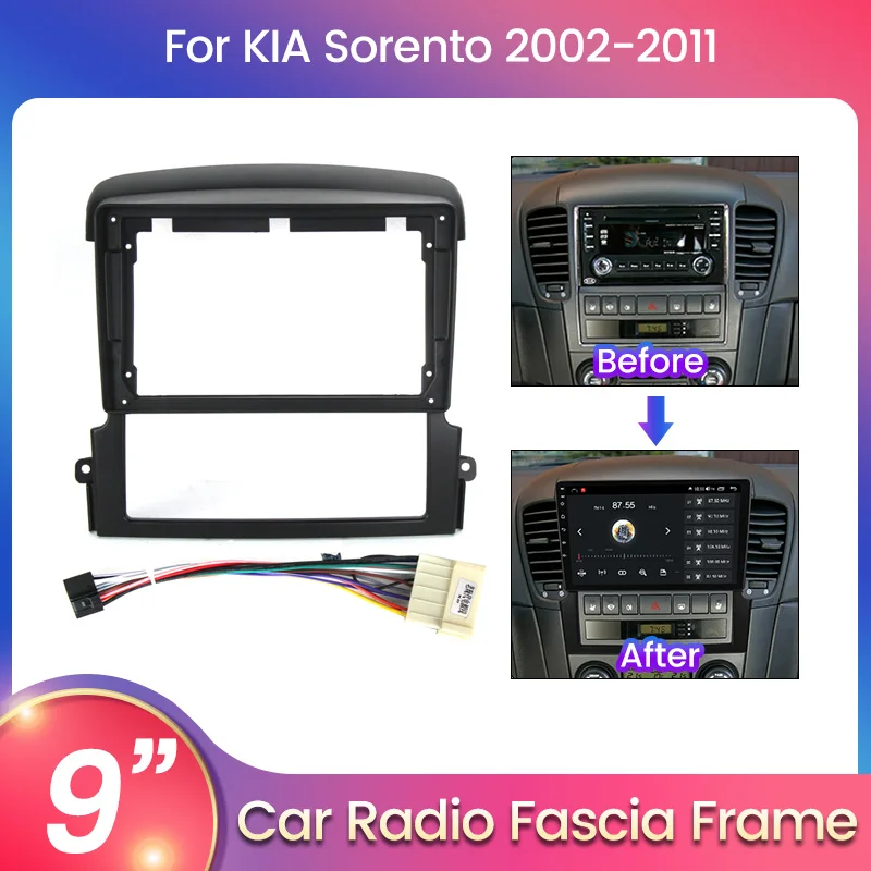 

For 9inch Host Radio Car Radio Fascia Frame For KIA SORENTO 2002 2003 2004 2005 2006 2007-2011 With Cable Dash Fitting Panel Kit