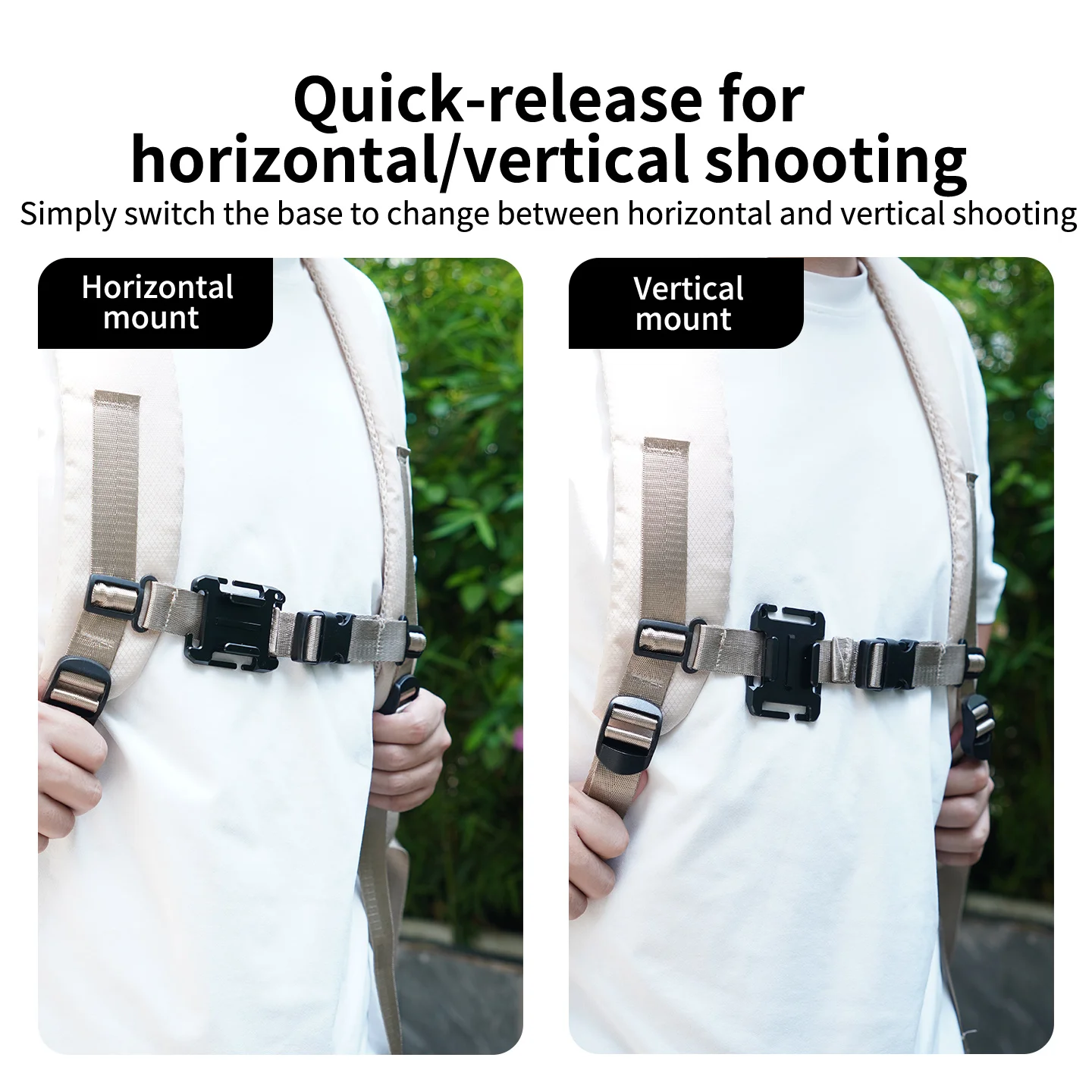Taktische Outdoor-Kamerahalterung mit Schnalle und Haken für GoPro 13 12 DJI Insta360, Passend für 25-32mm Gurtband für MOLLE-Weste und Rucksack – Detail 4