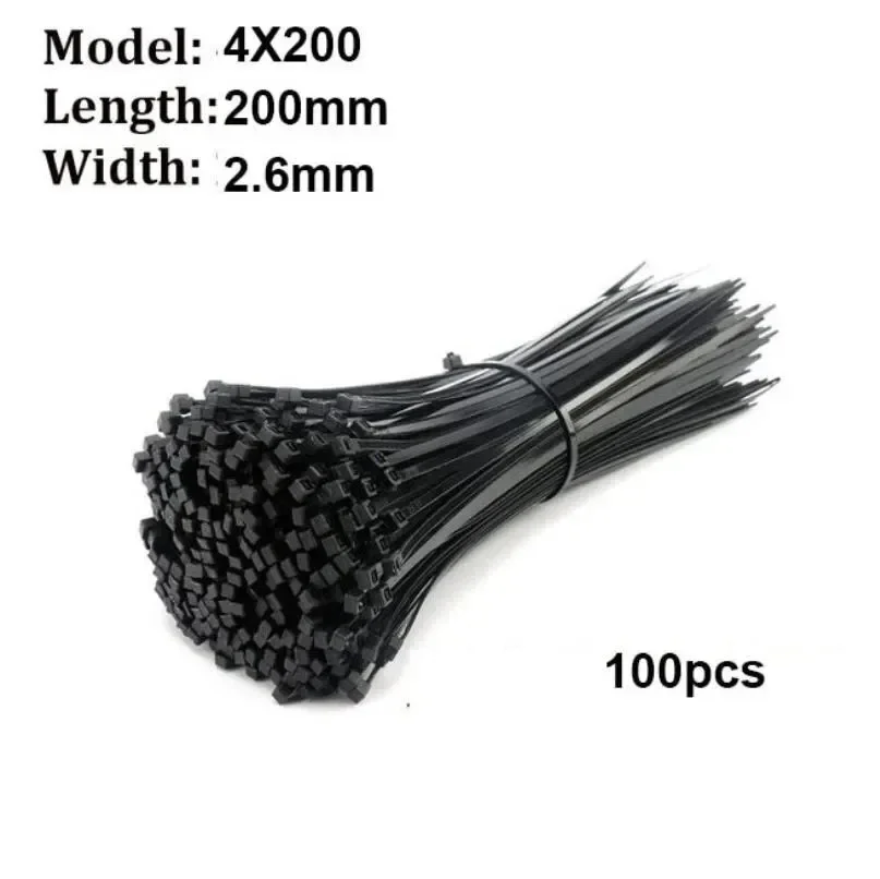 100 Pieces Black Red 4x200mm Cable Ties Fastening Rings Reusable Cable Zipper Ties Removable Multifunctional Anti-Corrosion Ties image 6