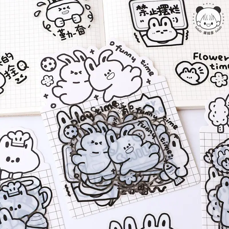 26/34pcs PET Waterproof Stickers White Rabbit Fruit Decorative Stickers for Collage Scrapbooking DIY Journaling Gift Stickers