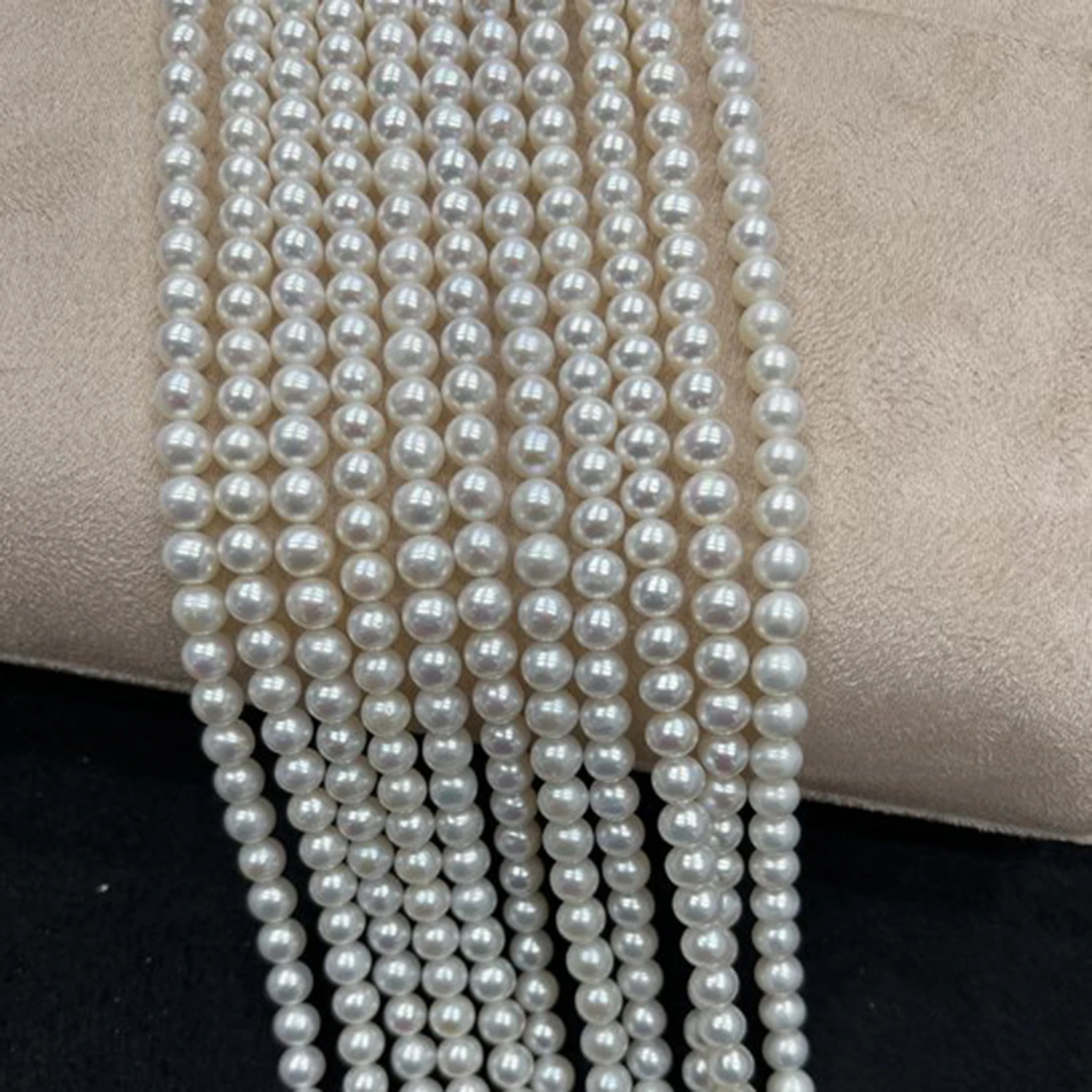 6-7mm Round Stripes Natural Freshwater Pearl Spacer Bead Jewelry Make DIY Necklace Bracelet Women Premium Wedding Gift