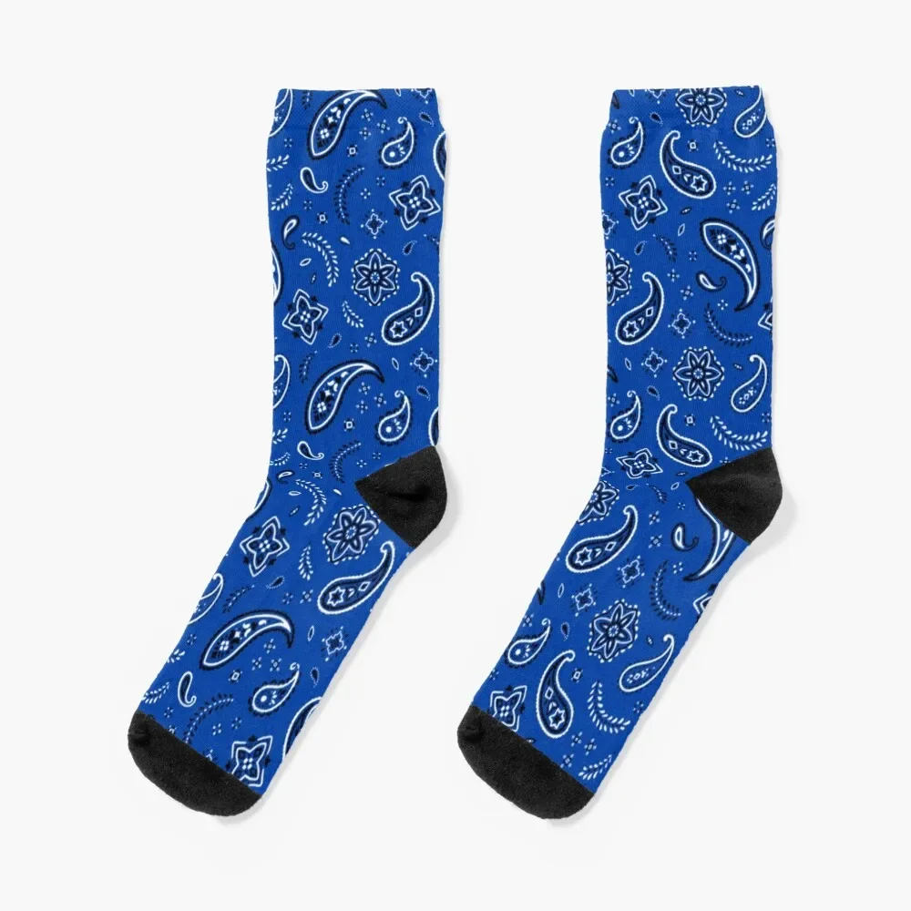 Bandana en toda la prenda para hombre y mujer, calcetines divertidos de regalo, color azul