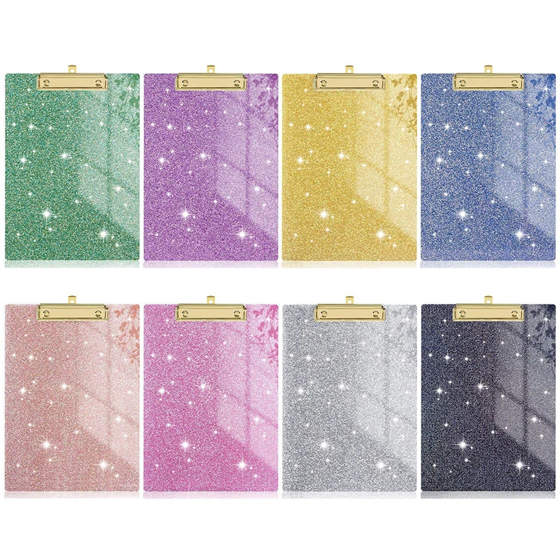 A4 Writing Clamps Arcylic Paper Organizer Glitter Writing Clipboard Office School Supplies Memo Pad Clipboard For Notebook File