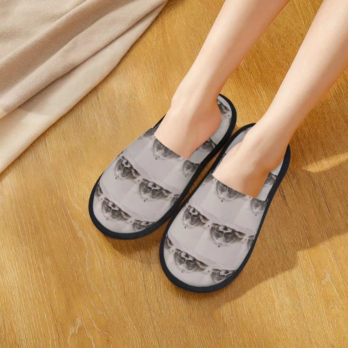 Custom Shih Tzu Sleeping Slippers Memory Foam Warm Soft Women House Slipper Indoor Comfy Shoes