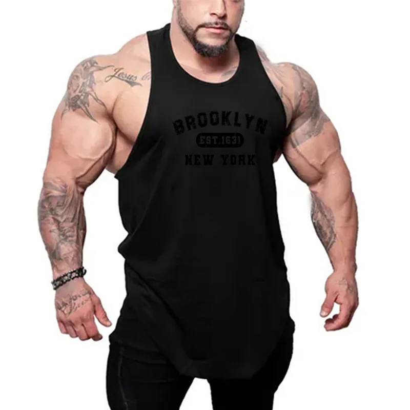 Camiseta sin mangas de algodón transpirable para hombre, ropa deportiva para gimnasio, Fitness, correr, entrenamiento, culturismo, espalda de