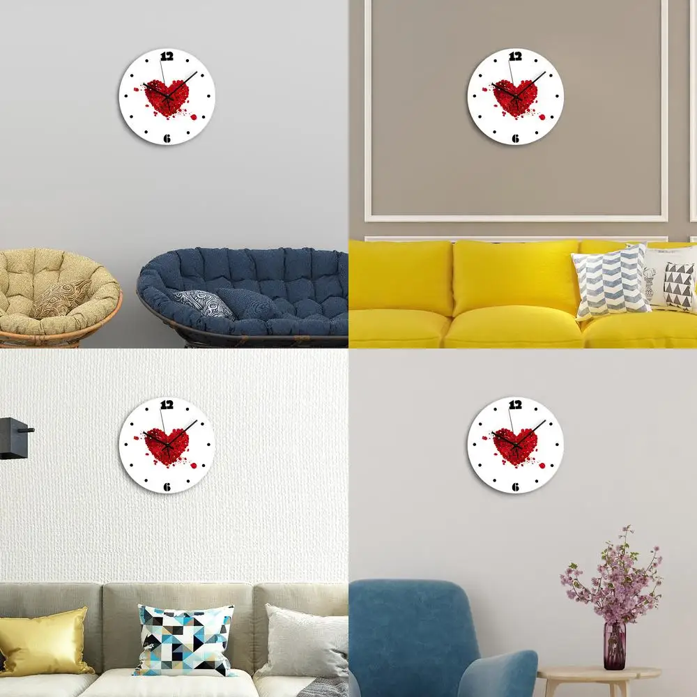 Red Heart Elegant Simple Romantic Cozy Cross Border Source Home Decor Clock No Punch Silent