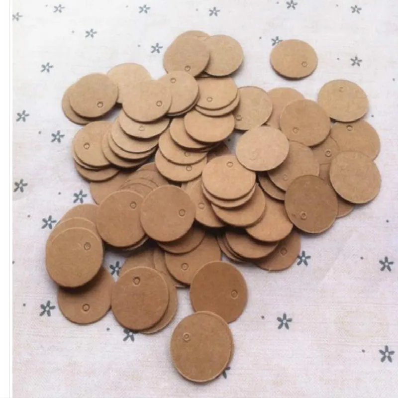 Okrągła tekturowa etykieta z papieru kraftowego 2*2cm, odzieżowe, puste opakowanie, papierowa karta prezentowa 1000 sztuk/partia