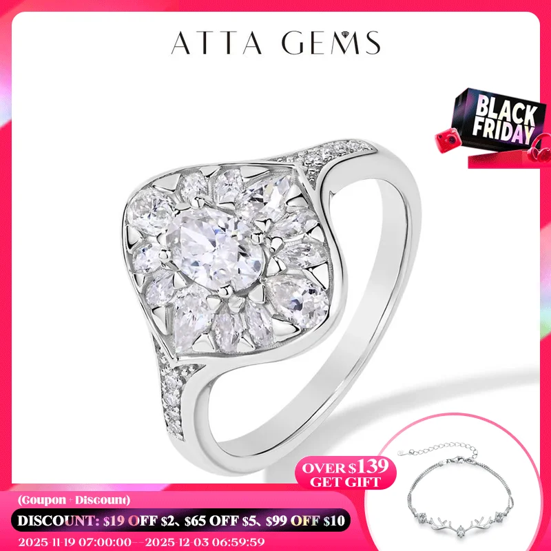 

ATTAGEMS Oval Cut 0.5CT Moissanite Ring for Women All D VVS1 Color Moissanite Sparkling 925 Sterling Silver Wedding Fine Jewelry
