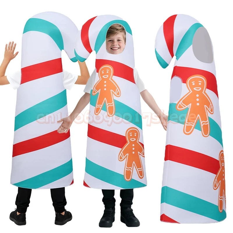 جديد عيد الميلاد الزنجبيل رجل تأثيري حلي الأطفال قصب الحلوى مرحلة الأداء موحدة كرنفال ملابس للحفلات الزي #1