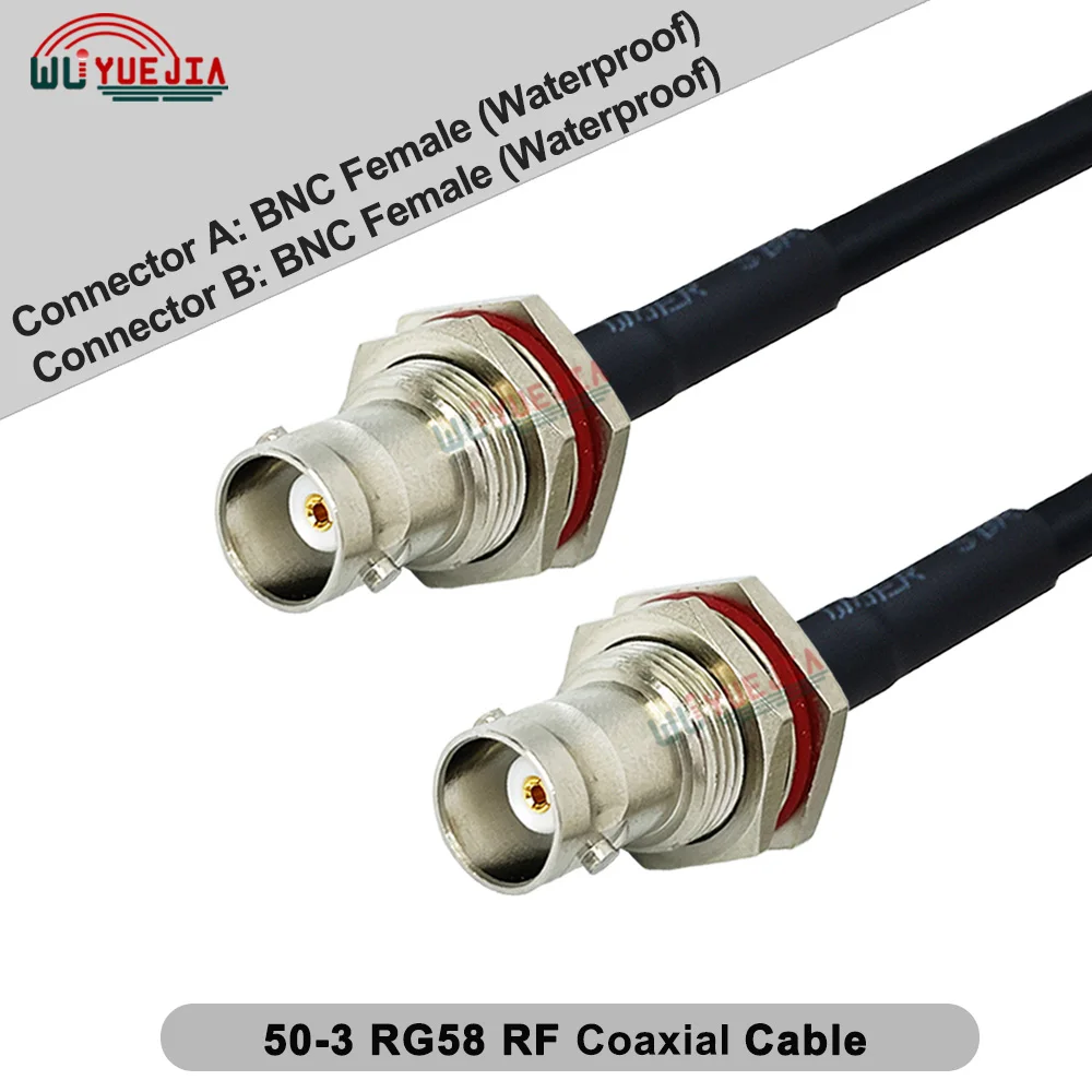 RG-58/U Q9 BNC Type Cable Waterproof BNC Female to BNC Male Right Angle Plug RG58 Radio WiFi Antennas Wireless RF Coaxial Cable