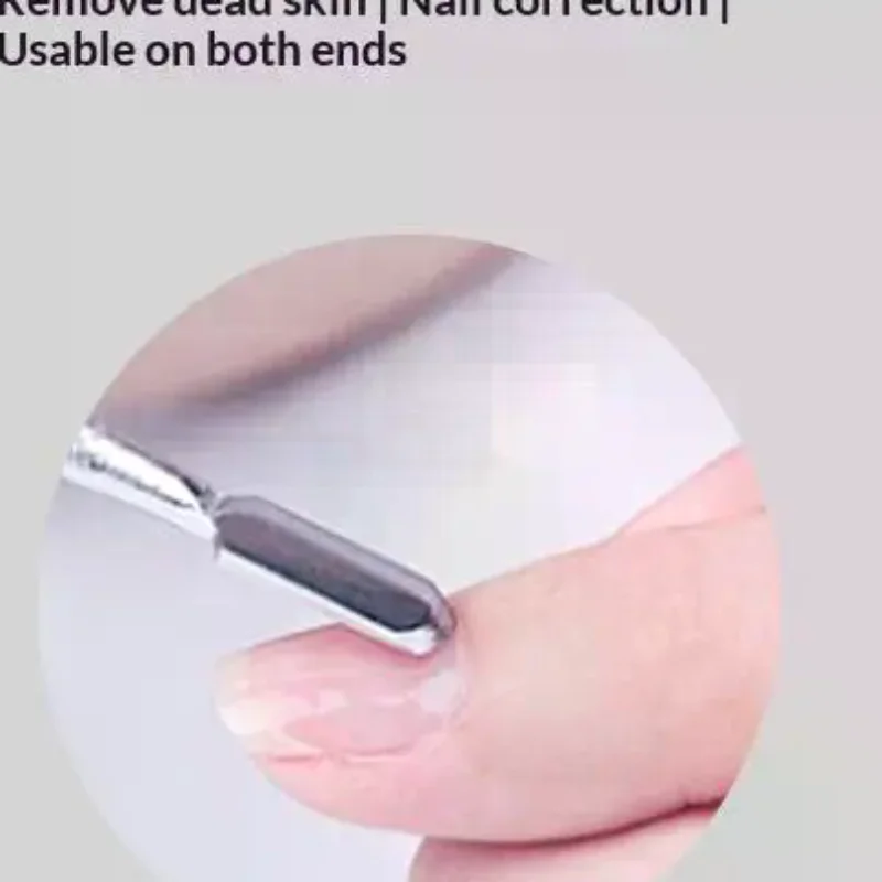 Double Ended Stainless Steel Cuticle Pusher Spoon Pointed Tip Nail Care Non Slip Grip Manicure Tool