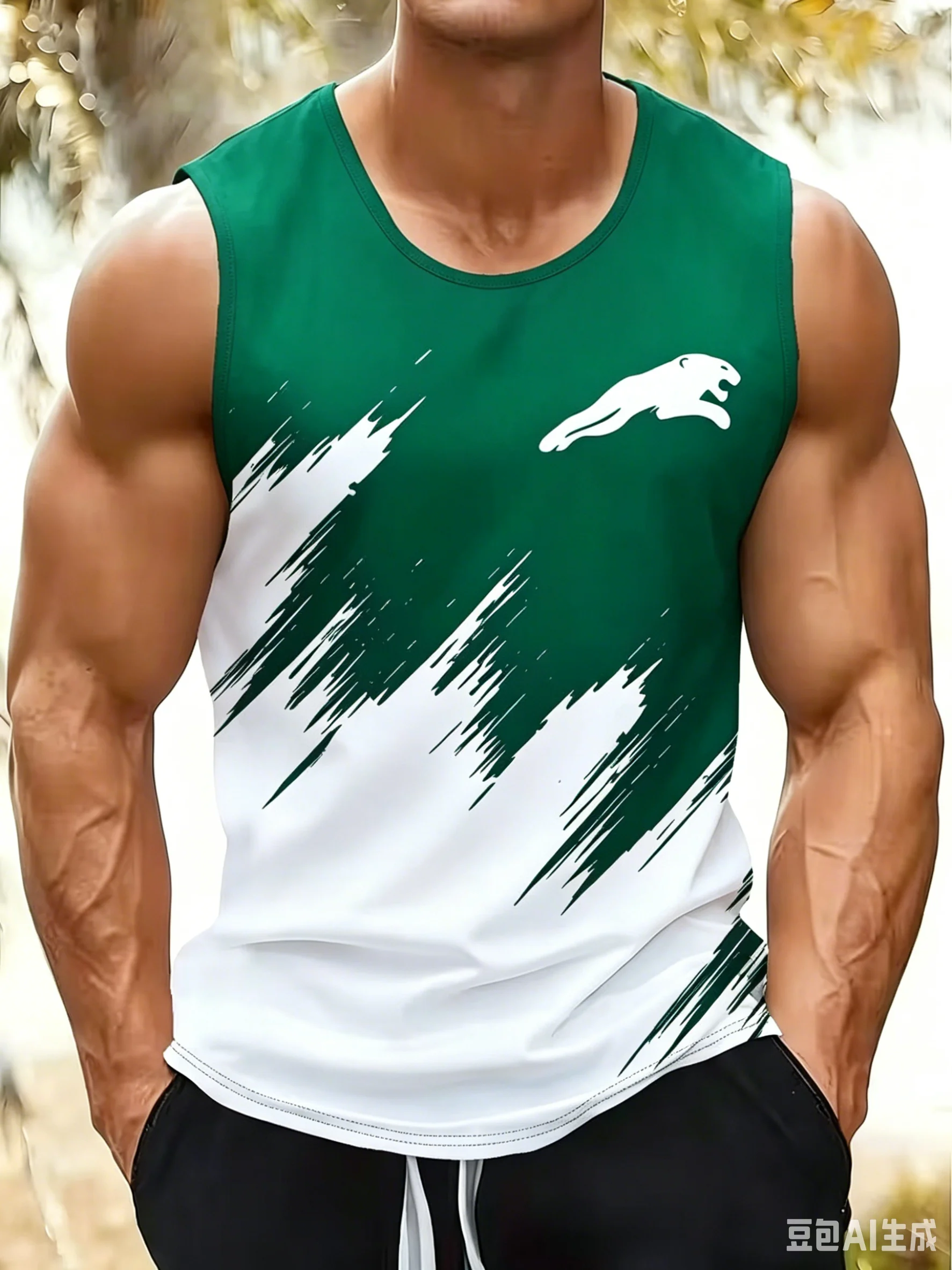 Fashion Black and white minimalism printed sleeveless men vest spring summer breathable fitness leisure  t-shirts and tank tops