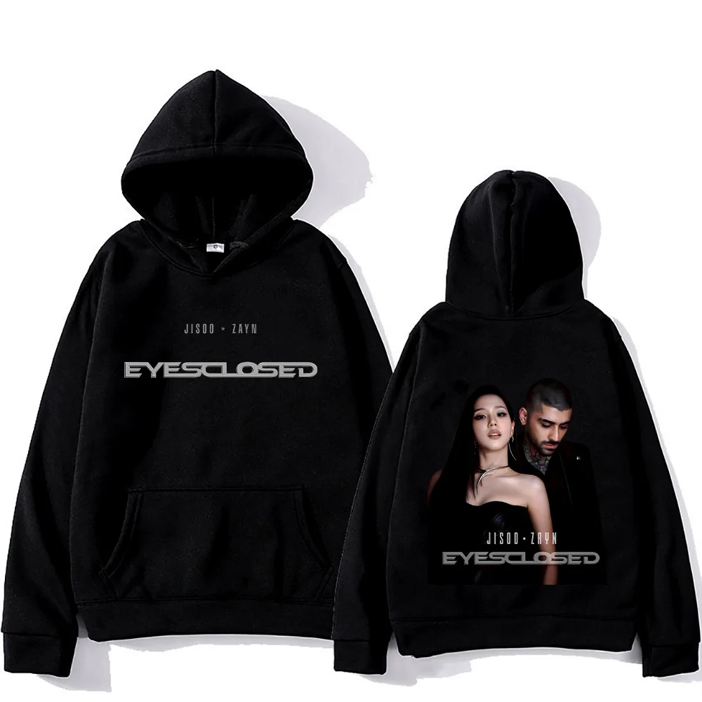 

Jisoo and Zayn for Eyes Closed Hoodies Kpop Trendy Sweatshirts Loog Sleeve Men Women Winter Warm Loose Gift Pullovers Streetwear