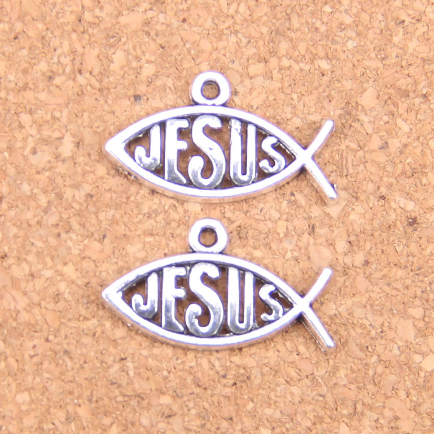 145pcs Charms Fish Jesus 25x14mm Antique Pendants,Vintage Tibetan Silver Jewelry,DIY For Bracelet Necklace