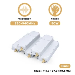 Módulo amplificador de potencia para Dron, dispositivo antiinterferencias, solución de C-UAS avanzada, 50W, 830-940MHz, GaN, UAV, FPV