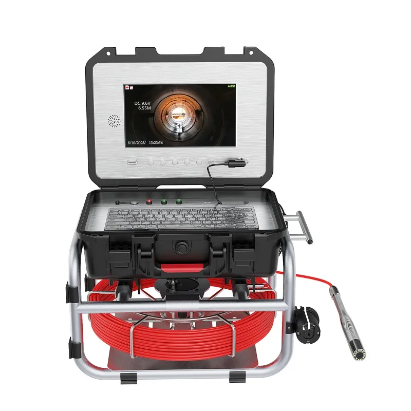 

【2026】7/5mm Cable Pipe Inspection Camera with 512Hz Transmitter 10" IPS Self-Leveling +Meter Counter Drain Sewer Pipeline Endosc