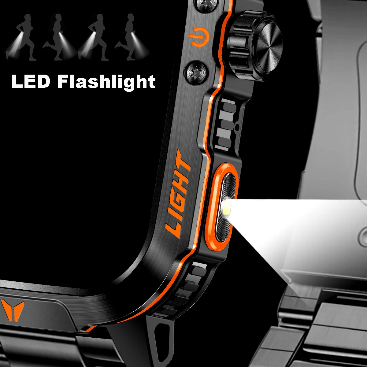 

COANR New Military smartwatch, men's flashlight, compass, waterproof outdoor sports tracker, Bluetooth call smartwatch