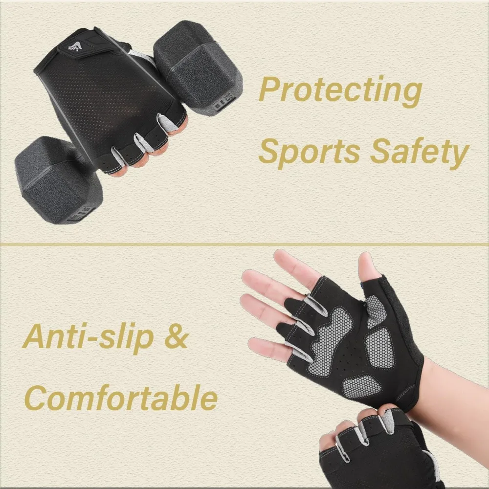 Workout Gloves for Men and Women with Grip Cushion Pads Non Slip Breathable Weight Lifting Gloves Fitness Training Gym Gloves for Cycling Exercise Equipment Weightlifting Pull Ups Barbell Dumbbell Workouts and Cross - view 2