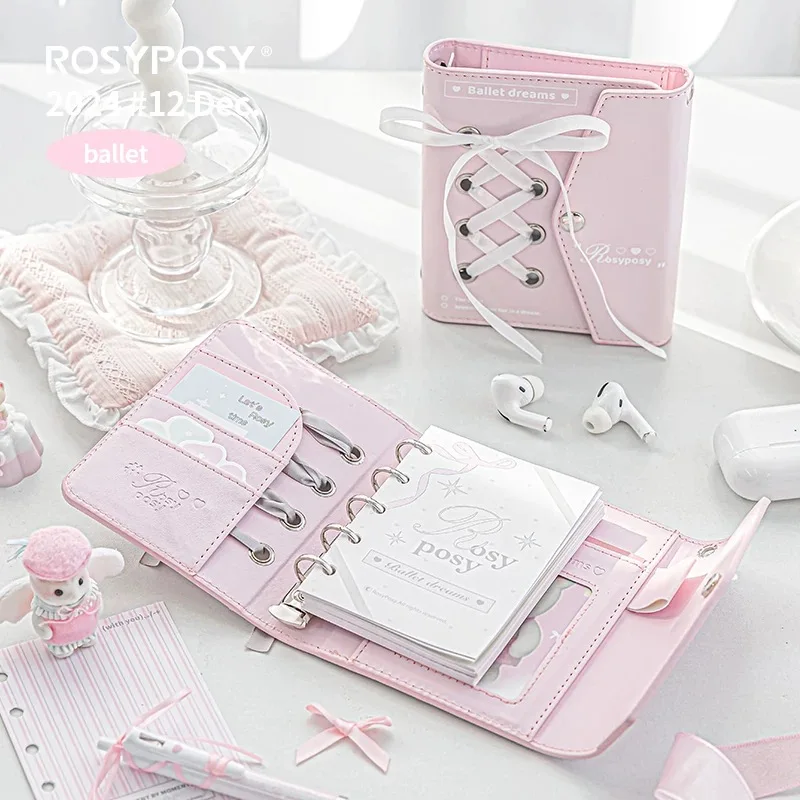 MINKYS 2025 Kawaii Ballet Pink Envelope PU Leather Notebook Planner Journal Agenda Book Gift School Stationery