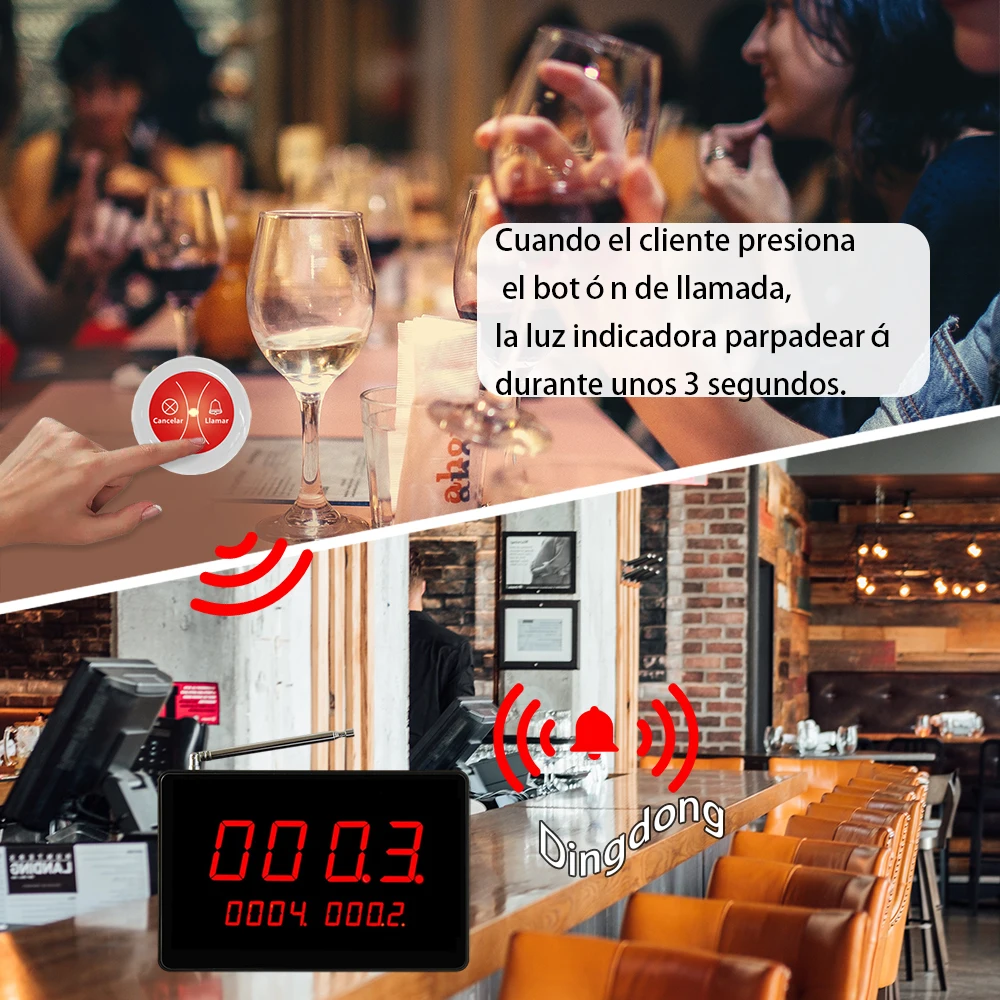Restaurant Pager Wireless Waiter Call System 1 Host Receiver with 20 Table Guest Button Vibration Bell for Cafe Tea House