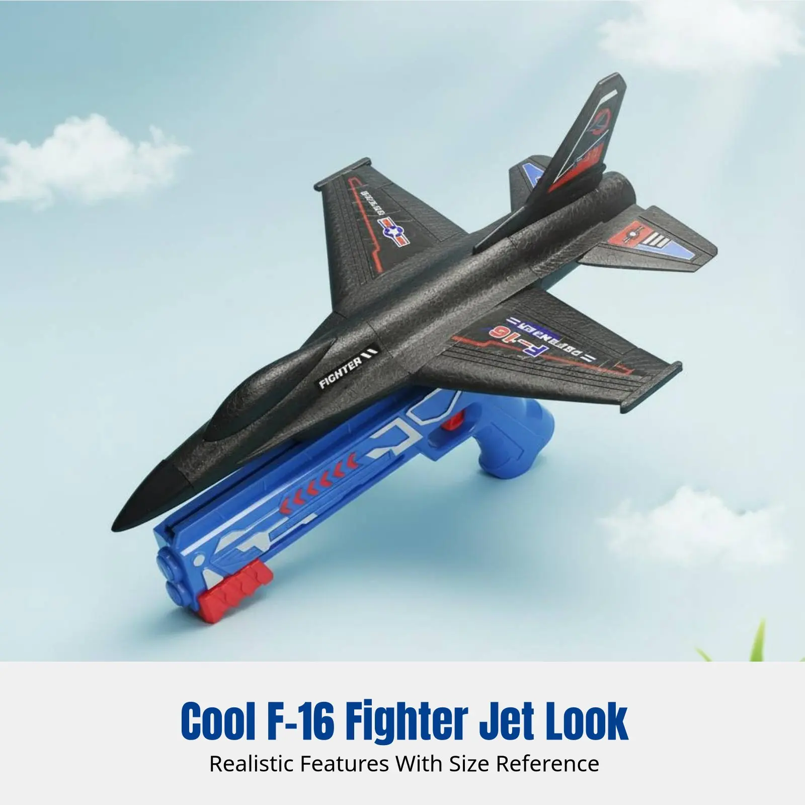 طائرة شراعية على شكل طائرة مقاتلة F-16، لعبة طائرة من الفوم، قابلة للإطلاق يدويًا، لعبة خارجية للأطفال