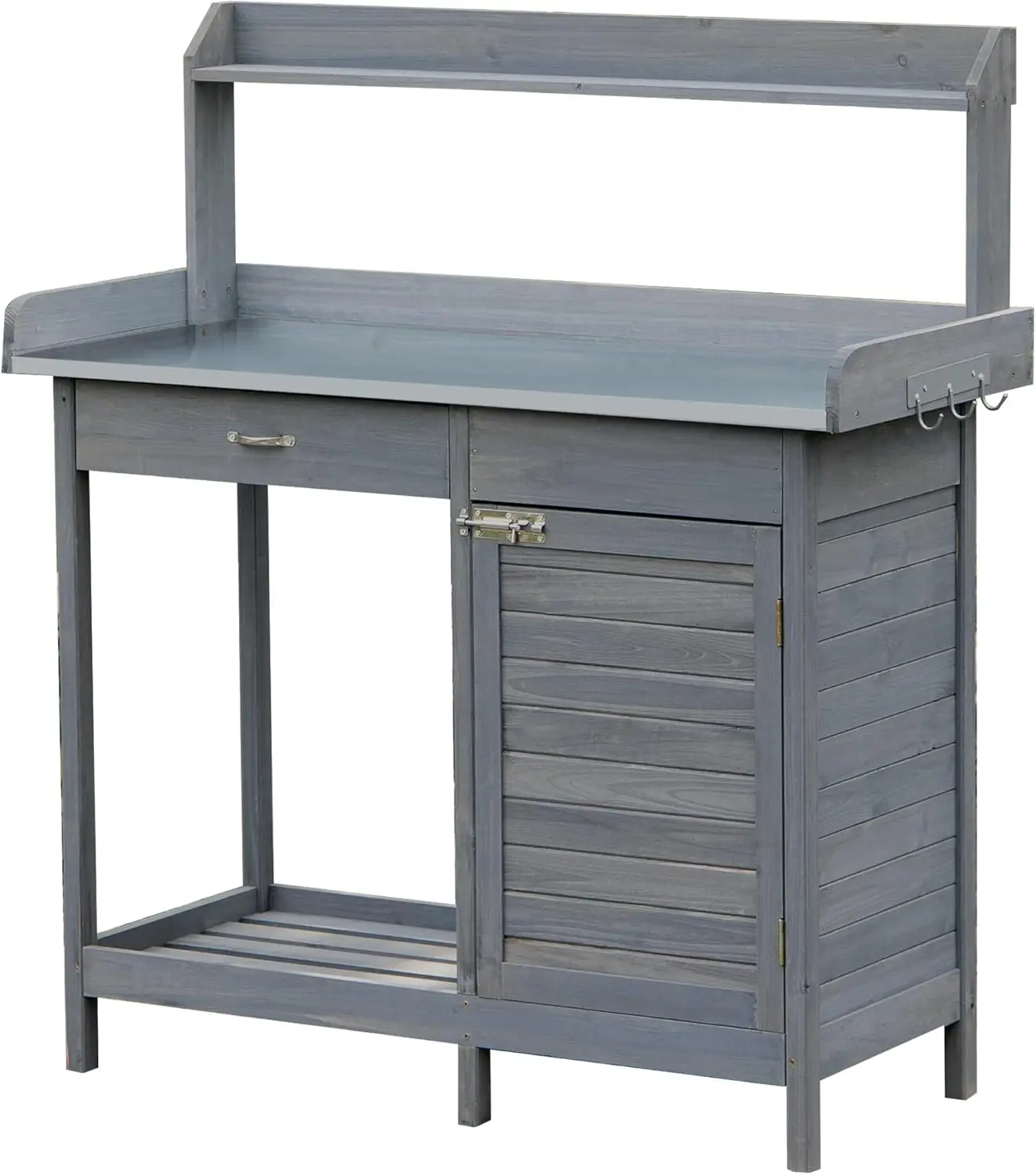 Outdoor Potting Bench Table Garden Work Station Gray Grey Wood Rust Resistant