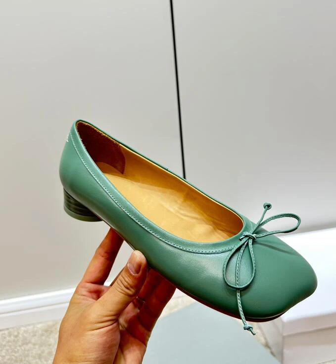 Small Round Heel Women Single Shoes Real Leather Slip on Bowtie Tassel Shallow Mouth Fashion 2023 Spring New Coming Mules