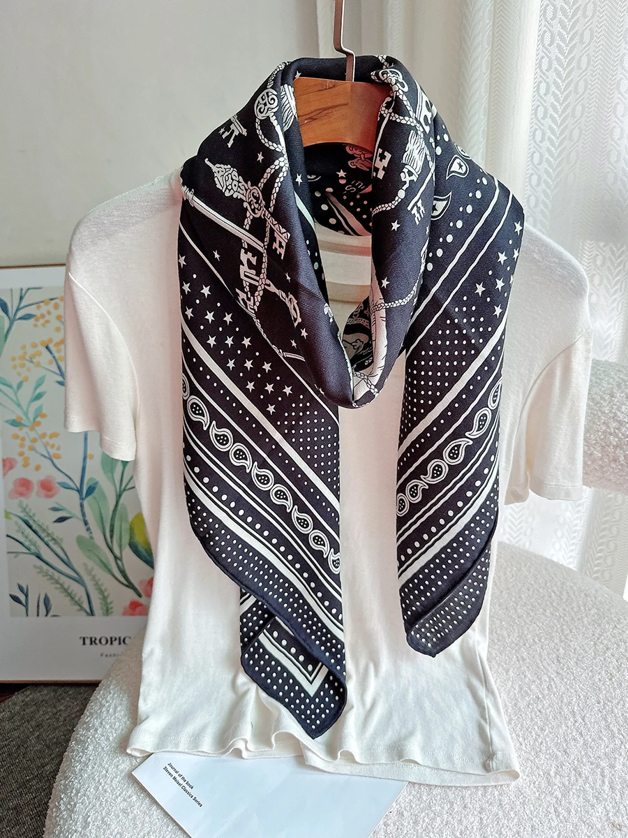 2023 black Key dot autumn winter 140*140 cm scarf 70% cashmere 30% silk scarf wrap for women lady girl gift