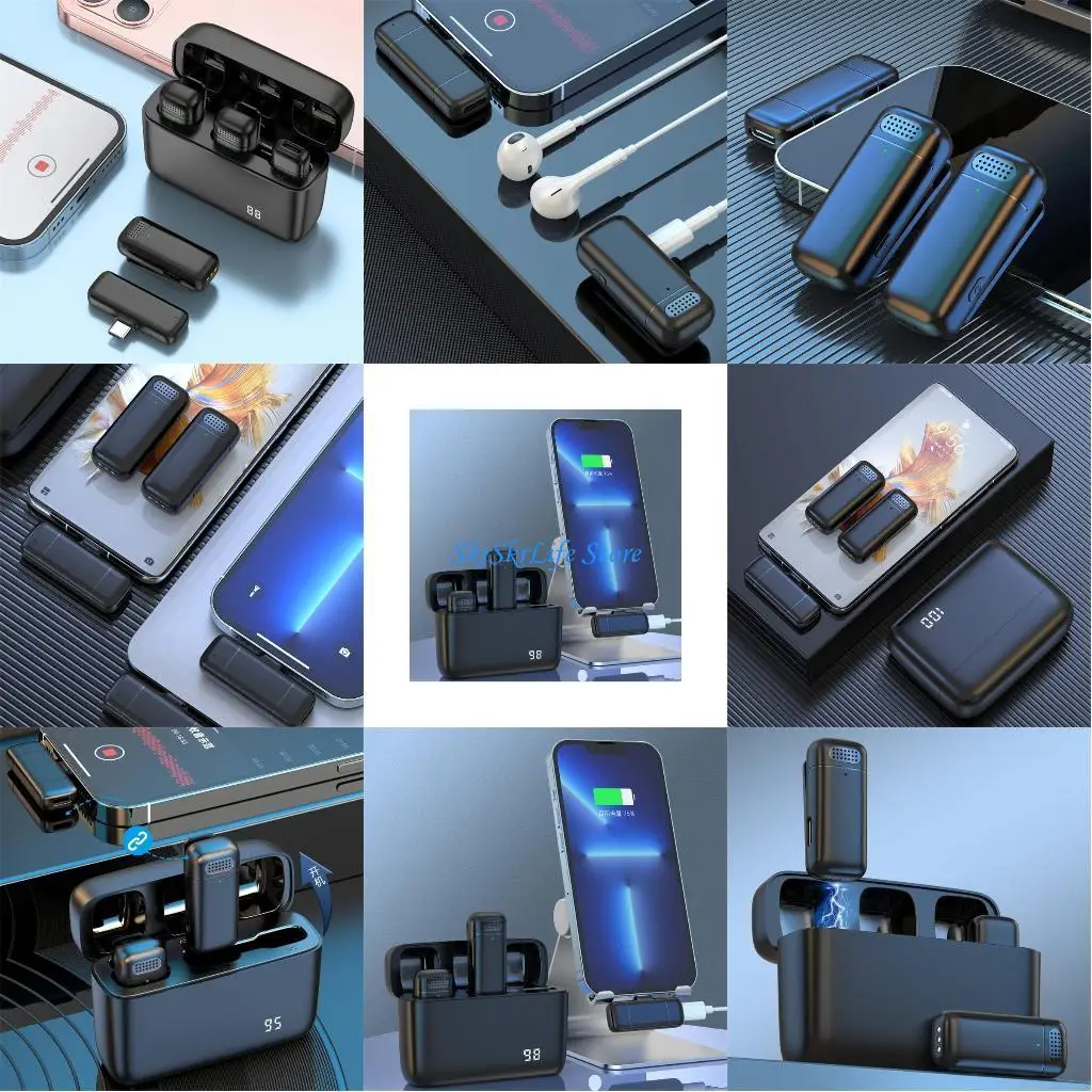 E65E Wireless Lavalier Microphones Portable Video Recording Microphones for Phone