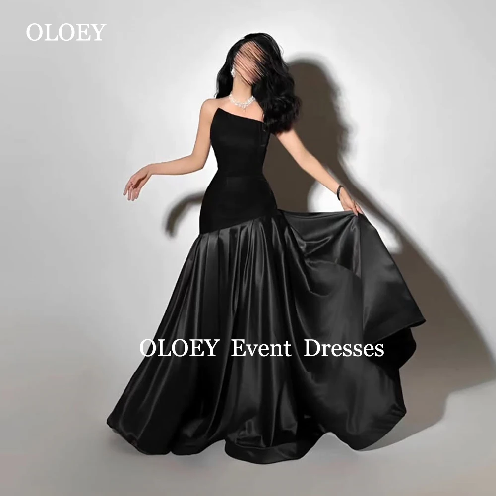 OLOEY Modeat Black Wine Red Evening Dresses Sleeveless Velour Satin Wedding Party Gowns Floor Length Arabic Women Customized