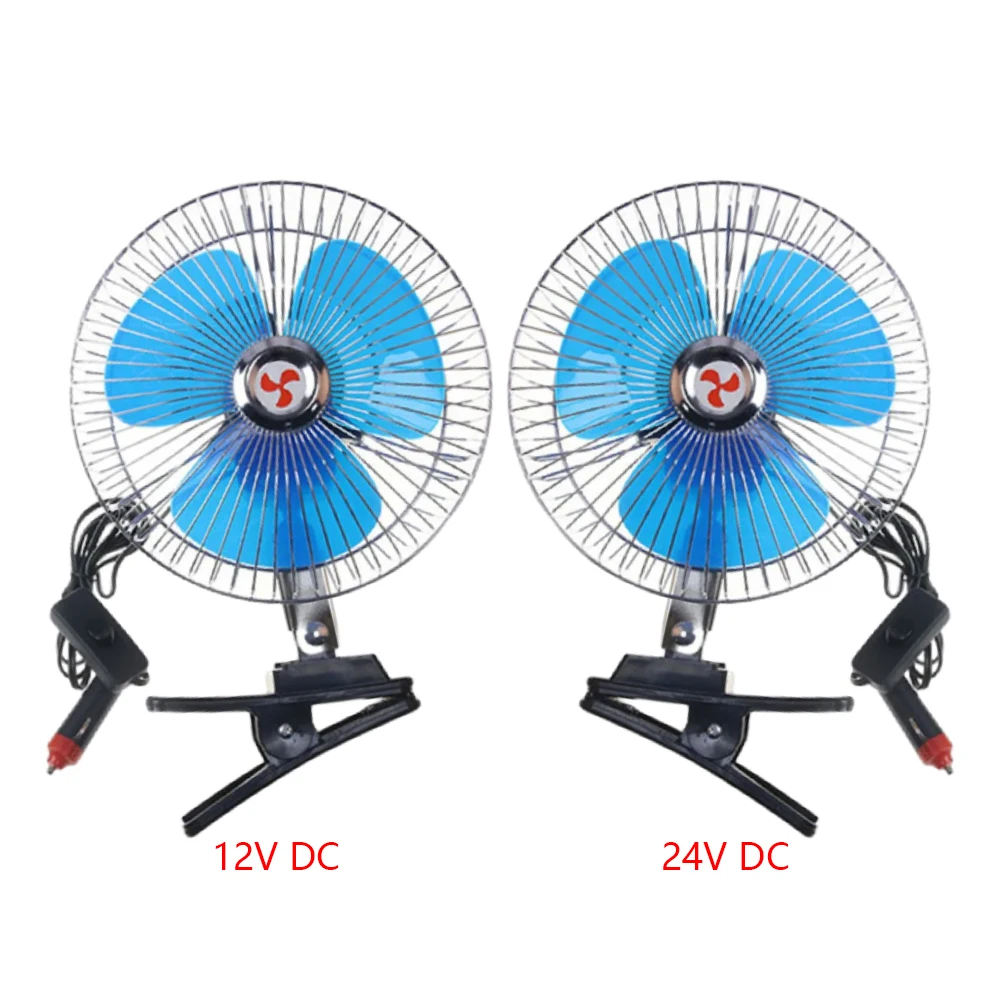 Ventilador de Ar Portátil para Carro de 8 Polegadas 12/24V, Ventilador Oscilante para Carro e Caminhão, Ventilador de Ar com Vento Forte