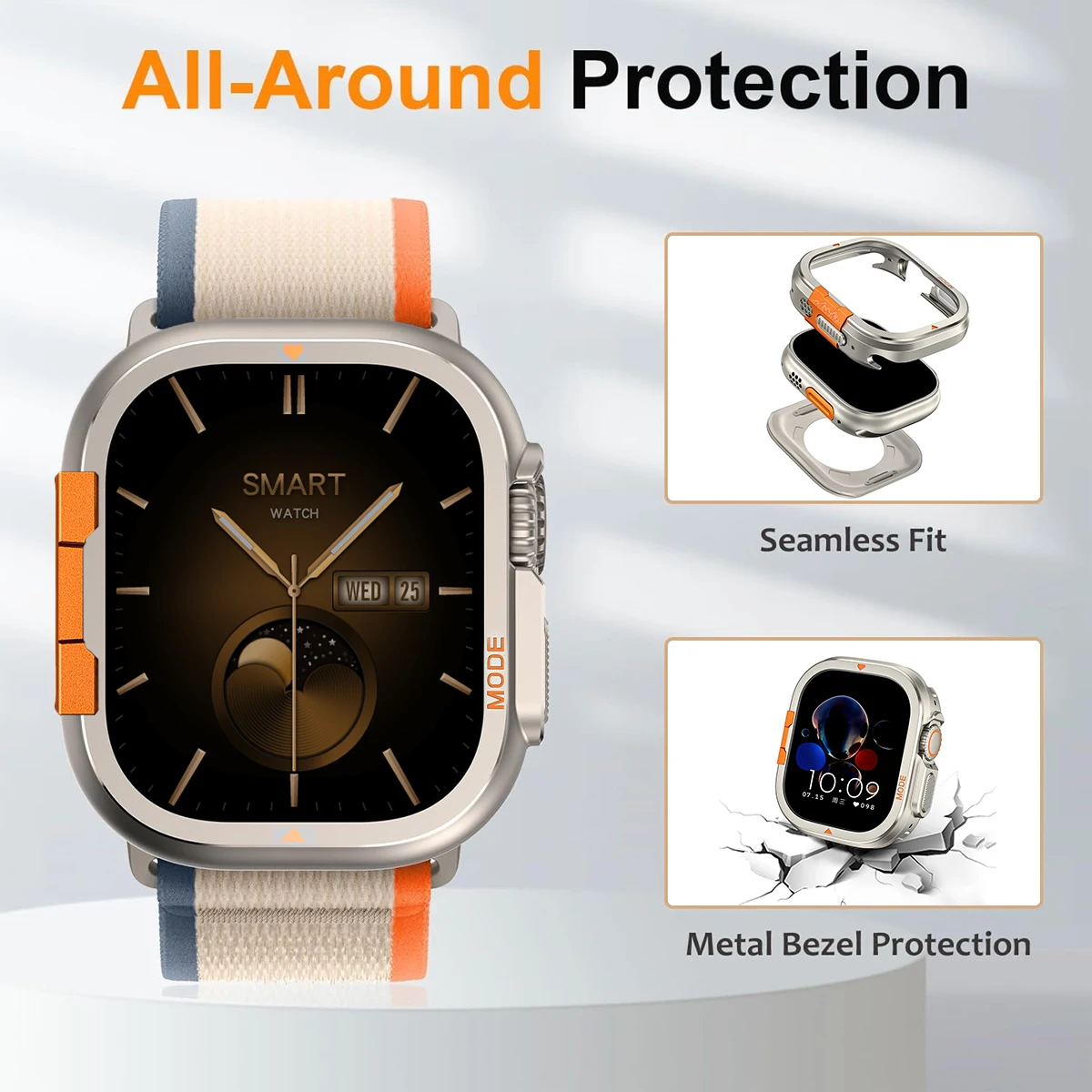 حافظة من سبائك الألومنيوم لساعة أبل Ultra3 49 مللي متر غطاء ساعة معدني ممتص للصدمات لساعة IWatch 11 10 46 مللي متر حافظة واقية ملحقات الساعة