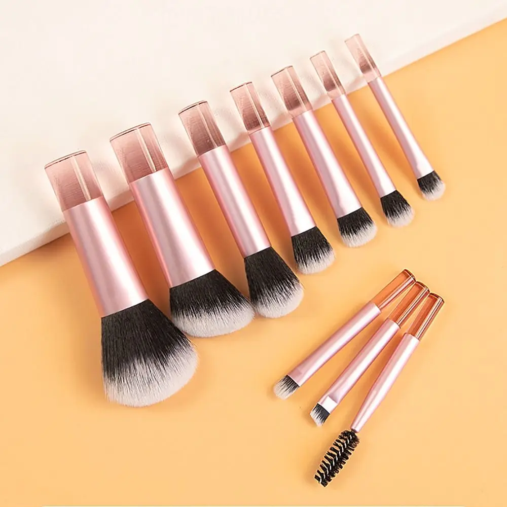 Juego de brochas de maquillaje para base de sombra de ojos en polvo, 10 piezas, brocha de rubor profesional RT duradera, Mini herramienta de maquillaje de lana de nailon