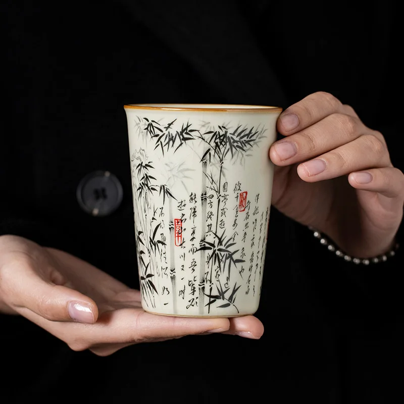 265ml Ru Kiln Bamboo Cola Cup Tea  Personal Large Capacity Master  Cup Kung Fu  Set