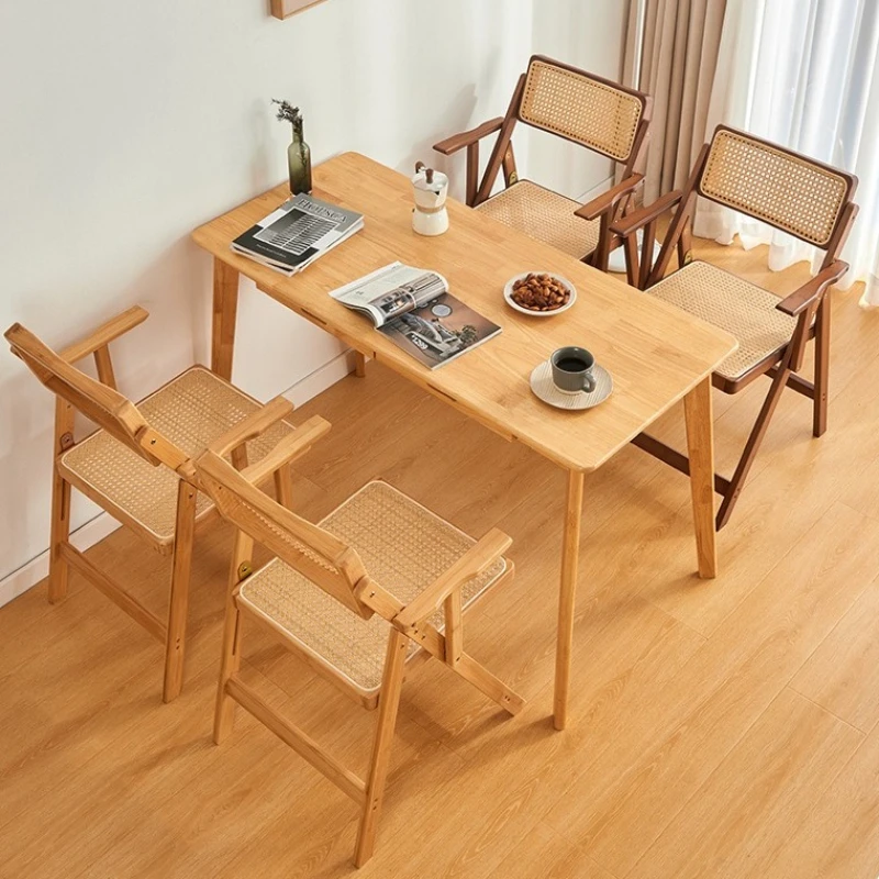 Multi-functional Rattan chair Household folding chair with armrests Leisure back chair Book table chair Restaurant dining chair