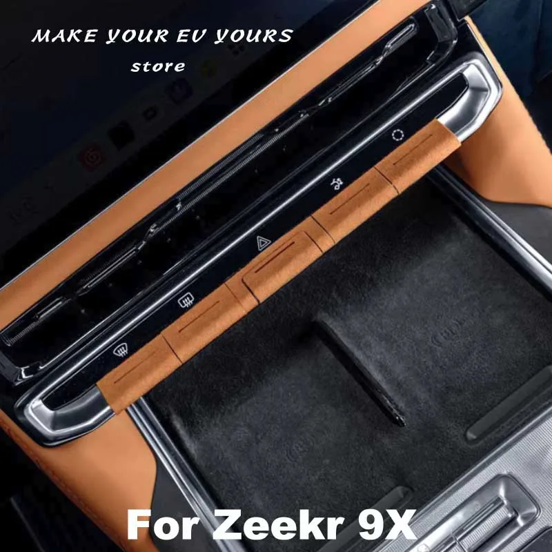 

For Zeekr 9X 2025 2026 Ultra-Thin Suede Car Central Control Screen Button Trim Anti-Scratch Stickers Accessories