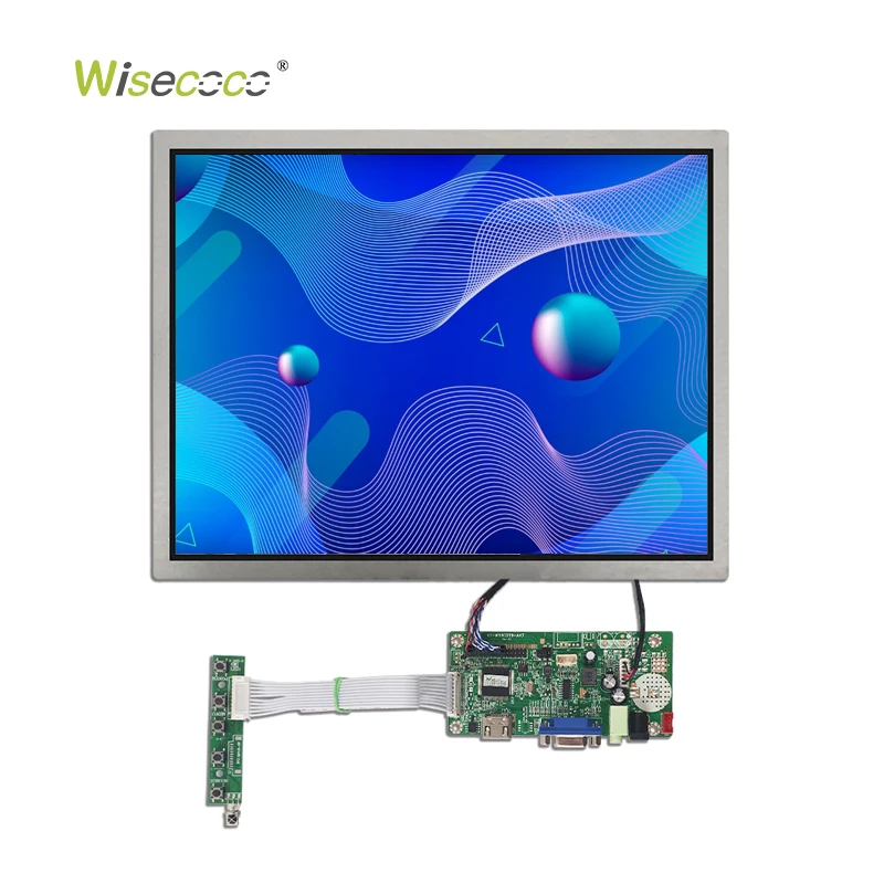 Wisecoco 15 Inch IPS TFT LCD Screen 1024*768 Resolution 420nits Brightness 20 Pins LVDS LCD Display with WLED Backlight