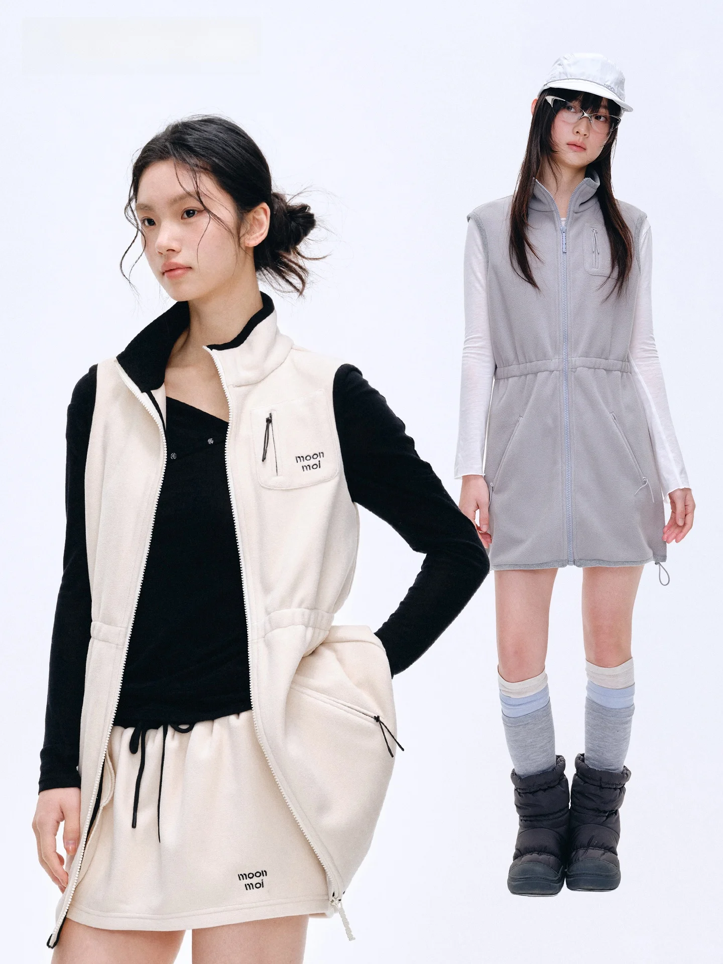 

Moonmoi Vaion Ready ort Sve Fce Waist Cinched Stand Collar Dr Two Piece Set Women's Faion Spring Outfit