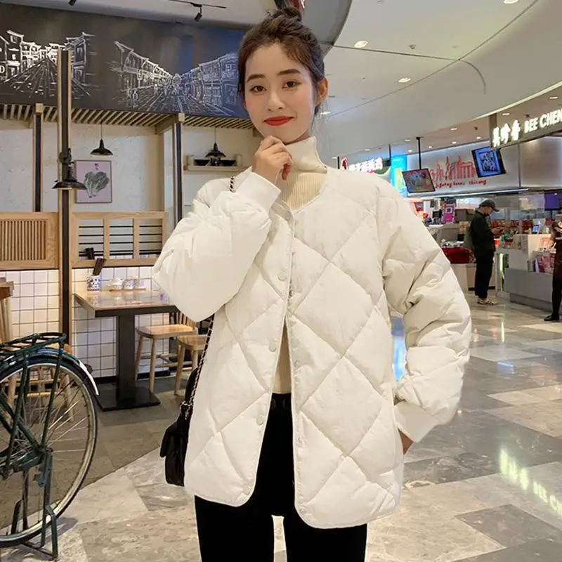 

Women's Lightweight ort White Du down Jaet Loose Fit Faionable Winter Outerwear Sweet Sle Polyester Fiber Coat